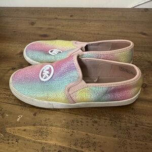Michael Kors Ombre Pastel Glitter Slip On Sneakers Girls Sz 4